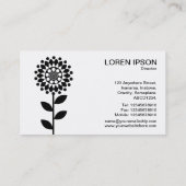 Carte De Visite Fleur géométrique - Noir sur Blanc (Dos)