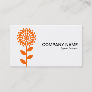 Carte De Visite Fleur géométrique - orange sur blanc