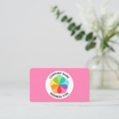 Carte De Visite Fleur géométrique - rose #FF7FB2 (Debout devant)