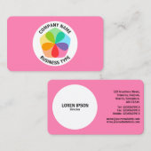 Carte De Visite Fleur géométrique - rose #FF7FB2 (Devant / Derrière)
