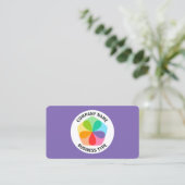 Carte De Visite Fleur géométrique - Violet #7F66B2 (Debout devant)