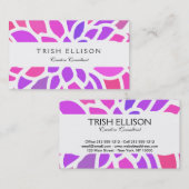 Carte De Visite Fleur Hippie rose Rétro Moderne (Devant / Derrière)