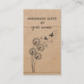 Carte De Visite Fleur kraft rustique fait main avec amour (Devant)