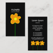 Carte De Visite Fleur longue tige V - Noir (Devant / Derrière)