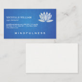 Carte De Visite Fleur Lotus | Arrière - plan bleu géométrique (Devant / Derrière)