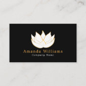 Carte De Visite Fleur Lotus Blanc & Or, Floral (Devant)