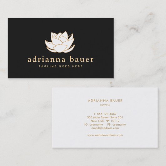 Carte De Visite Fleur Lotus blanche (Devant / Derrière)