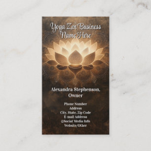 Carte De Visite Fleur Lotus brillant Élégant Zen Yoga Spa bien-êtr