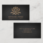 Carte De Visite Fleur Lotus élégante - or pastel (Devant / Derrière)