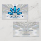 Carte De Visite Fleur Lotus - Géode d'Agate Bleu sur perle (Devant / Derrière)
