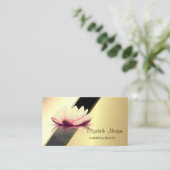 Carte De Visite Fleur Lotus Géométrique Doré Professionnel (Debout devant)