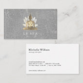 Carte De Visite Fleur Lotus / Gris marbré | Yoga (Devant / Derrière)