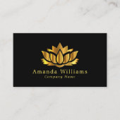 Carte De Visite Fleur Lotus Or, Floral (Devant)