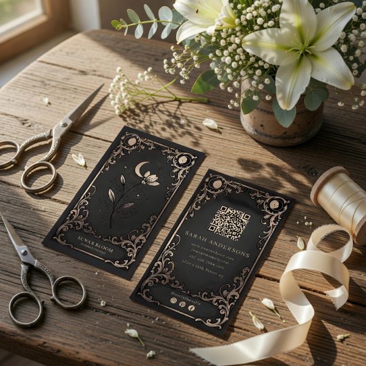 Carte De Visite Fleur Luxueuse | Fleur de Lune Céleste