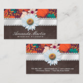 Carte De Visite Fleur marguerite | Ruban et perles | Illustrations (Devant / Derrière)