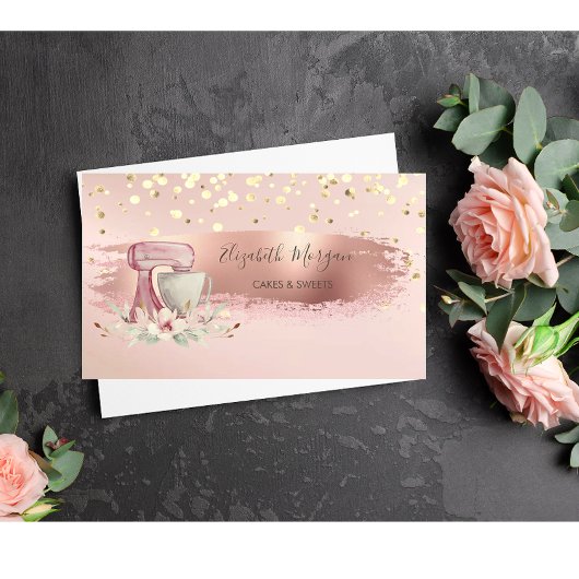 Carte De Visite Fleur Mixer, Confetti Or, Brosse