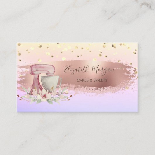 Carte De Visite Fleur Mixer, Confetti Or, Brush Stroke Ombre (Devant)