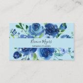 Carte De Visite Fleur Moderne Aquarelle Bleu Marine Script (Devant)