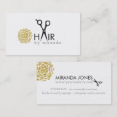 Carte De Visite fleur moderne chic d'or de coiffeur simple (Devant / Derrière)