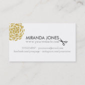 Carte De Visite fleur moderne chic d'or de coiffeur simple (Dos)