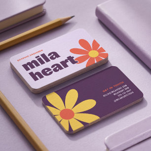 Carte De Visite Fleur Moderne Violet Rétro