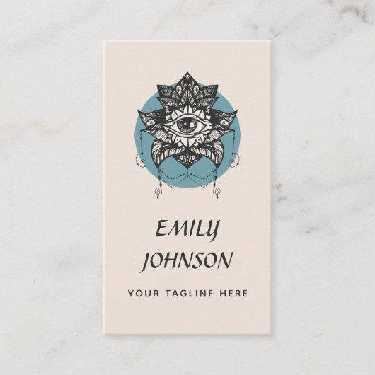 Carte De Visite Fleur Mystique Lotus Troisième Oeil Beige Métaphys (Devant)