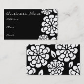 Carte de visite Fleur Noir & Blanc (Devant / Derrière)