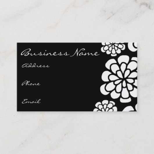 Carte de visite Fleur Noir & Blanc (Devant)