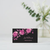 Carte De Visite Fleur noire métallisée rose brillant (Debout devant)