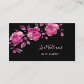 Carte De Visite Fleur noire métallisée rose brillant (Devant)