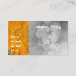 Carte De Visite fleur orange dans le gris
