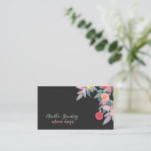 Carte De Visite Fleur peinte en Whimsical | Floral sur noir (Debout devant)