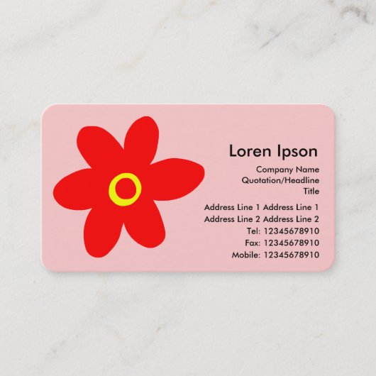 Carte De Visite Fleur Pop - Rose (FFCCCC) (Devant)