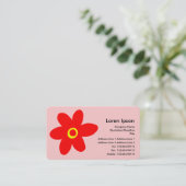 Carte De Visite Fleur Pop - Rose (FFCCCC) (Debout devant)