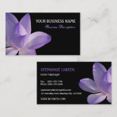 Carte De Visite Fleur pourpre de Lotus sur le noir (Devant / Derrière)