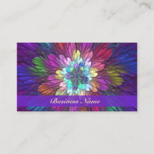 Carte De Visite Fleur psychédélique colorée Art fractal Abstrai