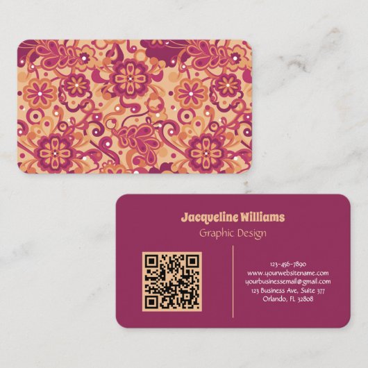 Carte De Visite Fleur Psychedelique Groovy Années 60 70 (Devant / Derrière)