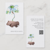 Carte De Visite *~* Fleur QR Floral Blanc Anémonique Rose Or (Devant / Derrière)