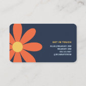 Carte De Visite Fleur Retro Bleu Orange (Dos)