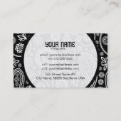 Carte De Visite Fleur rétro noir et blanc Modèle (Dos)