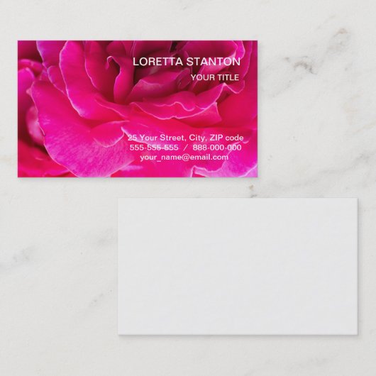 Carte De Visite Fleur rose (Devant / Derrière)