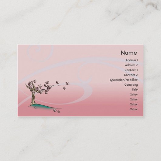 Carte De Visite Fleur rose - affaires (Devant)