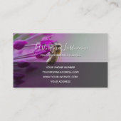 Carte De Visite Fleur rose avec rectangle gris abeille monogramme (Dos)