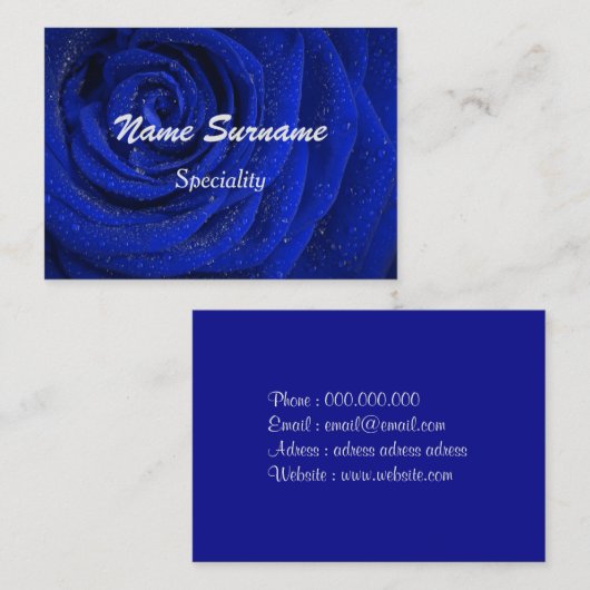 Carte De Visite Fleur rose bleu chic (Devant / Derrière)