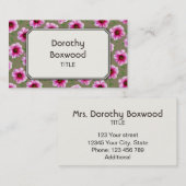 Carte De Visite Fleur rose botanique florale de jardin (Devant / Derrière)