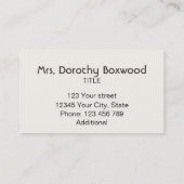 Carte De Visite Fleur rose botanique florale de jardin (Dos)