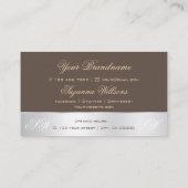 Carte De Visite Fleur Rose Brown à décor argenté avec Monogramme (Dos)