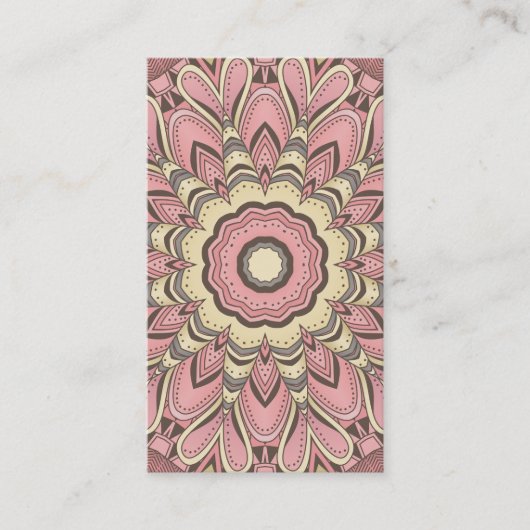 Carte De Visite Fleur rose de l'amour - mandala (Devant)