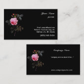 Carte De Visite fleur rose et bourgeons (Devant / Derrière)