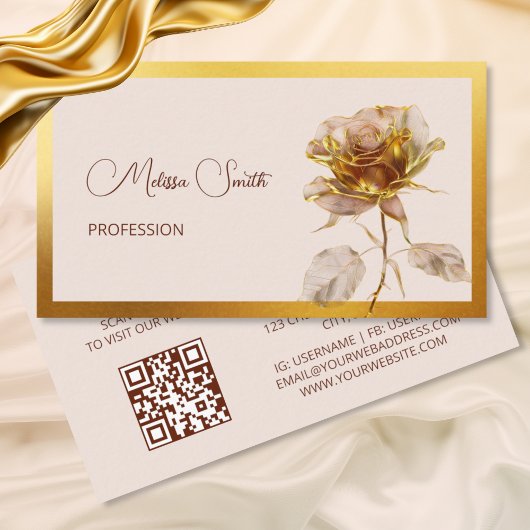 Carte De Visite Fleur Rose or Ethereal